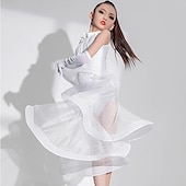 olcso Latin tánc ruházat-Latin tánc Gyermek táncruhák Latin salsa tánc Szoknyák Tiszta Szín Lány Teljesítmény Edzés Ujjatlan Természetes Spandex