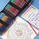 preiswerte Mal-, Zeichen- und Künstlerbedarf-Premium-Buntstifte für Malbücher für Erwachsene, Set mit 72 Farben, Federmäppchen mit Reißverschlussschlitz, mit Spitzer, weicher Kern, 7 Metallic-Farben, ideal zum Schichten und Mischen, für