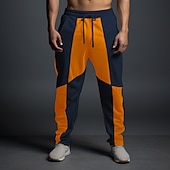 preiswerte Sweatpants-Herren Jogginghose Trainingshose Jogginghose Jogger Hose Hosen Jogginghose mit geradem Bein Patchwork Kordelzug Elastische Taille Farbblock Komfort Atmungsaktiv Casual Täglich Festtage Sport Modisch