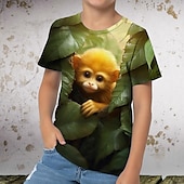 tanie 3D zwierzęta dla chłopca-Dla chłopców 3D Graficzny Zwierzę Kreskówki Podkoszulek T-shirt Krótki rękaw Druk 3D Lato Wiosna Aktywny Sport Moda Dzieci 3-12 lat Na zewnątrz Codzienny Regularny