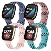 Χαμηλού Κόστους Ζώνες ρολογιών Fitbit-4 Πακέτο Smart Watch Band Συμβατό με Fitbit Versa 3 Sense Versa 4 Sense 2 σιλικόνη Εξυπνο ρολόι Λουρί Αδιάβροχη Ρυθμιζόμενο Αθλητικό Μπρασελέ Αντικατάσταση Περικάρπιο