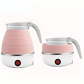 abordables Électroménager-1 pc voyage bouilloire électrique pliante rapide ébullition belle conception pliable portable bouilloire électrique 600 ml ébullition protection à sec 100-240 v silicone de qualité alimentaire pliable