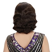olcso Történelmi parókák-Finger Wave Paróka 1920-as Évek Retro Közép Hosszú Göndör Szintetikus Haj Nőknek Cosplay Karnevál Partira Jelmez Halloween Parókák