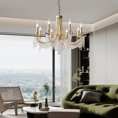 economico Modello a candelabro-moderno lampadario in cristallo trasparente regolabile 6/8 luci cristallo montaggio a filo appeso a soffitto lampada a sospensione classico apparecchio di illuminazione in stile candela e12/e14 per