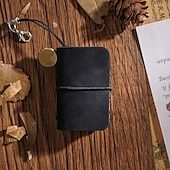 levne Notebooky a plánovače-Kůže zápisník Jednoduchý A7 2.9×4.1 palce Retro Kůže SoftCover Přenosná 64 stránky zápisník pro Cestovatelské Student