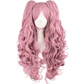 cheap Party Wigs-Wavy Blonde Ponytail Wig for Jean Cosplay Game Princess Golden Anime Hair Wigs with Pigtails Bangs Halloween Wigs