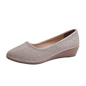 economico Slip-ons e mocassini da donna-ballerine con zeppa glitterate rosa da donna: comode ballerine scintillanti slip-on per uscite casual, feste e uso quotidiano