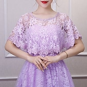 cheap Cape-Women&#039;s Wrap Cape Vintage Elegant Sleeveless Polyester Wedding Wraps With Lace For Wedding Summer