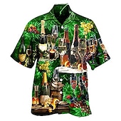 preiswerte Essen &amp; Getränke-Herren Trinken Hemd Hawaiihemd Sommerhemd Aloha-Shirt Kurzarm Hemd Umlegekragen Tropisch Modisch Hawaiianisch Casual Hawaiianisch Festtage Hellgelb Gelb Hellgrün S M L