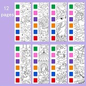 preiswerte Mal-, Zeichen- und Künstlerbedarf-12-teiliges Aquarell-Malbuch für Kinder, Mal- und Zeichenbuch für Schüler, Zeichen- und Malpapier mit integriertem Aquarellstift, der die Konzentration der Kinder verbessert
