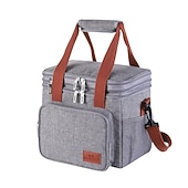 baratos Organizadores para automóveis-lancheira, lancheira isolada de 14l, bolsa térmica expansível de dois andares, bolsa leve à prova de vazamentos com bolso lateral para tecido, terno para homens e mulheres