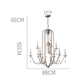 economico Lampadari-lampadario per sala da pranzo stile candela 6/9/12 teste moderna illuminazione a sospensione in fattoria, lampada a sospensione a soffitto a candela spazzolata a 9 luci per soggiorno camera da letto