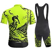 cheap Men's Clothing Sets-Men's Cycling Jersey with Bib Shorts Short Sleeve Mountain Bike MTB Road Bike Cycling Summer Blue Yellow Red Graphic Bike 3D Pad Quick Dry Back Pocket Moisture Wicking Breathable Spandex Sports