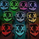 cheap Halloween 2024-Halloween Light Mask LED Full Face Mask  Clown Glow Mask For Children For Adult  For Party for Halloween