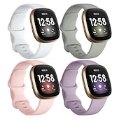 economico Cinturini per orologi Fitbit-4 pezzi Cinturino intelligente Compatibile con Fitbit Versa 4 Sense 2 Versa 3 Sense Silicone Orologio intelligente Cinghia Regolabili Donne Uomini Cinturino sportivo Sostituzione Polsino