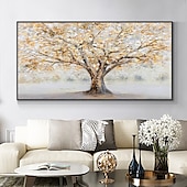 abordables Peintures fleurs/botaniques-Mintura main arbre doré paysage peintures à l&#039;huile sur toile mur art décoration moderne abstrait photos pour la décoration intérieure roulé sans cadre non étiré peinture