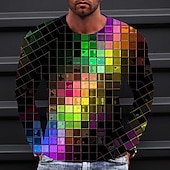cheap 3D T shirts-Men&#039;s Graphic Gradient Metallic Shirt T Shirt Long Sleeve T shirt 3D Print Crew Neck Shirt Vintage Fashion Designer Outdoor Daily Sports 1 2 3 Spring &amp;  Fall Clothing Apparel S M L XL 2XL 3XL 4XL