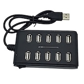 olcso USB-elosztók-hordozható 1db általános célú munkahelyi otthon kapcsolóval abs műanyag kétsoros tíz portos usb hub