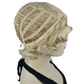 economico Parrucche storiche-Parrucca Vintage Festa Cosplay Leggera Butterscotch Capelli Corti Ondulati Flapper Accessorio Parrucca Halloween