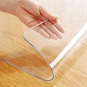 cheap Tablecloth-Soft Glass Table Cloth 1.5mm PVC Transparent Tablecloth Waterproof Rectangular Table Cover Pad Kitchen Oil-Proof Table Mat