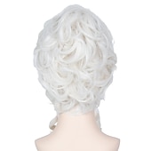 cheap Historical Wigs-Short Curly Platinum White Wig Victorian Wig Baroque 18th Century Wig Women Queen Carnival Cosplay Halloween Wigs
