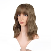 voordelige Feestpruiken-Pastel Golvende Perkament Met Luchtponny Vrouwen Korte Bob Paarse Roze Krullende Schouderlengte Bob Synthetische Dagelijkse Gebruik Kleurrijke Cosplay Perkament voor Meisjes Halloween Perkamenten