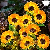 abordables Éclairage au sol-3-en-1 tournesol lumières solaire extérieur led cour parc décoration tournesol sol insertion atmosphère lumière pelouse imitation lampadaire pelouse lampe