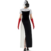 levne Dámské Kostýmy-Sto a jeden dalmatin Cruella de Vil Šaty Cosplay kostým Náhrdelník prázdniny Filmové kostýmy for Dámské Dospělé Karneval Plesová maškaráda