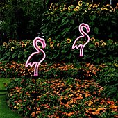 baratos Luzes e lanternas de caminho-Lâmpada de gramado de flamingo neon led solar à prova d&#039;água, luz de estaca de jardim elegante para decoração de caminho externo, pátio e quintal
