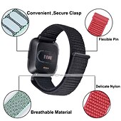 זול להקות שעונים של Fitbit-צפו בנד ל פיטביט Versa 2 / Versa Lite / Versa SE / Versa בד ניילון תַחֲלִיף רצועה רך נושם לולאת ספורט צמיד