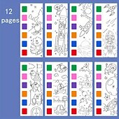 preiswerte Mal-, Zeichen- und Künstlerbedarf-12-teiliges Aquarell-Malbuch für Kinder, Mal- und Zeichenbuch für Schüler, Zeichen- und Malpapier mit integriertem Aquarellstift, der die Konzentration der Kinder verbessert