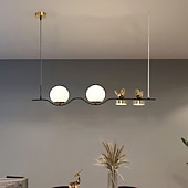 billiga Hängande-led taklampa 4 huvuden kulformad glasskärm liner globle design modern nordisk vardagsrum matsal lampor inomhus dekoration tak hängande belysning 110-240v