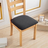 abordables Funda de silla-Fundas de asiento para silla de comedor, color burdeos, elásticas, suaves, lisas, de color sólido, duraderas, lavables, protector de muebles para comedor, fiesta