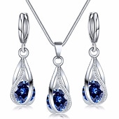 abordables Conjuntos de joyas-Los sistemas nupciales de la joyería 2 Zirconio Cristal Anillos 1 Collar Mujer Moda Estilo lindo Fresco Encantador Clásico Precioso Irregular Conjunto de joyas Para Boda Fiesta