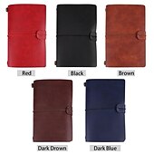 cheap Notebooks &amp; Planners-Classic Retro PU Leather Travel Notebook Personalized Journal Spiral Ring Binder Diary Notepad, Back to School Gift