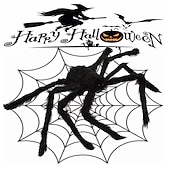 economico Decorazioni per Halloween all&#039;aperto-ragno decorativo di Halloween, decorazioni di ragno di Halloween all&#039;aperto, ragno nero morbido e peloso spaventoso, realistico, grande ragno di scena per la casa, il cortile, la decorazione di Halloween inquietante per le feste