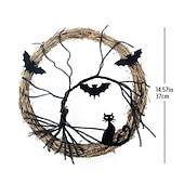 levne Halloween v interiéru-30cm věnec s veselými halloweenskými dekoracemi s ledem, rozsvíceným černým netopýřím kočičím věnec věncem pro halloween dekorace potřeby pro domácí párty