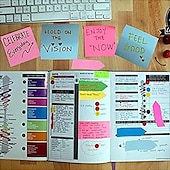 cheap Notebooks &amp; Planners-2000 Pages Multicolor Sticky Note Set, Color Memo Pads With Leather Packing Box, Colored Divider Self-Stick Notes Pads Bundle With Calendar 2023 For Office School Home, Back to School Gift