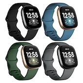 economico Cinturini per orologi Fitbit-4 pezzi Cinturino intelligente Compatibile con Fitbit Versa 4 Sense 2 Versa 3 Sense Silicone Orologio intelligente Cinghia Regolabili Donne Uomini Cinturino sportivo Sostituzione Polsino