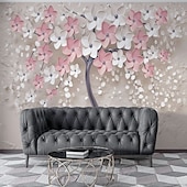 cheap Wallpaper-Cool Wallpapers Wall Mural Flower Wallpaper Wall Sticker Covering Print Adhesive Required Forest 3D Effect Floral Flower Canvas Home Décor