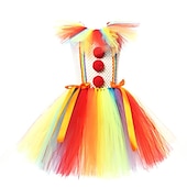 billige Barnekostymer-Burlesk / Klovn Pennywise Karnevalskostyme Kjoler Cosplay kostyme Maskerade Drakter Jente Barne Fest Maskerade Karneval Barnas Dag Enkelt karnevalskostyme