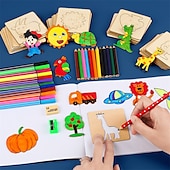 economico pittura, disegno e materiale artistico-20pcs montessori bambini disegno giocattoli in legno modello di pittura fai da te stencil apprendimento giocattoli educativi per il regalo dei bambini, ritorno a materiale scolastico