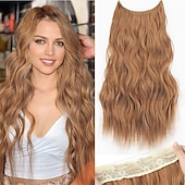 baratos Clip nas extensões-Extensões Sintéticas Clipes Cabelo Sintético Longo Alongamento Com Presilha 1pç Macio Resistente ao Calor Fofo Mulheres