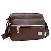 levne Pánské tašky-Pánské Crossbody kabelka Taška přes rameno Aktovka Messenger taška PU kůže Venkovní Denní Zip Velká kapacita Lehká váha Odolné Pevná barva Tmavěhnědá Žlutá hnědá Černá
