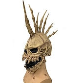 cheap Halloween Mask &amp; Props-Halloween Skull Mask Scary Full Head Skeleton Headgear Creepy Biochemical Mask Realistic Halloween Cosplay Latex Horror