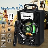 abordables Altavoces-altavoz portátil bluetooth 5.1v pa con / sin micrófono cambio de color luz led máquina de karaoke recargable compatible con tarjeta tf / usb fm, perfecto para fiestas