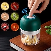 cheap Kitchen Appliances-250mL USB Charging Mini Electric Garlic Chopper Ginger Masher Machine Chili Vegetable Crusher Kitchen Tools