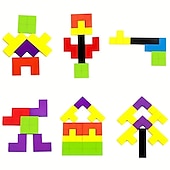 olcso Kirakós játékok-színes 3D fakockák puzzle agytorna montessori oktatójáték gyerekeknek az intelligencia fejlesztésére &amp; kreativitás