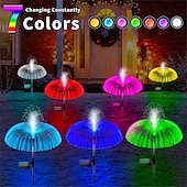 cheap Pathway Lights &amp; Lanterns-Solar LED Jellyfish Lights Reed Mushroom Lamp Outdoor Garden Decor Lawn Light 7 Color Change Waterproof Patio Yard Pathway Decor Solar Flowers Lamp