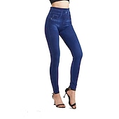  Damen Jeans Hosen Hose Jeggings Gemütliche Leggings Mode Streetwear Volle Länge Hohe Taille Einfach Tasche Elastischer Bund Atmungsaktivität Außenbereich Bequem Mikroelastisch Täglich Urlaub Straße